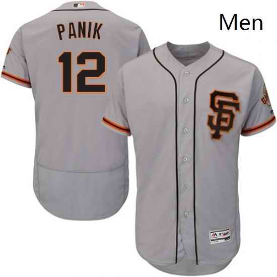 Mens Majestic San Francisco Giants 12 Joe Panik Grey Alternate Flex Base Authentic Collection MLB Jersey